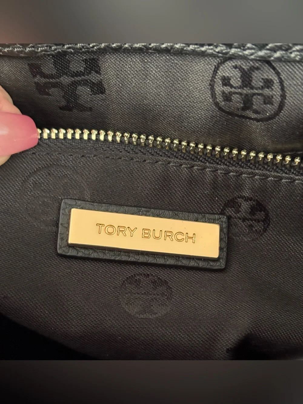 Tory Burch Black Pebbled Leather Flap Backpack Like New